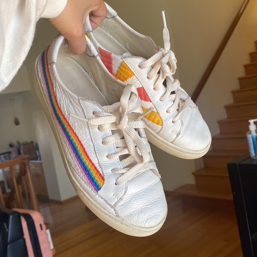 Soludos Rainbow Wave Leather and Embroidered Sneakers